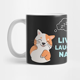 Live Laugh Nap - Black And Blue Simple Font - Funny Meme Sarcastic Satire Mug